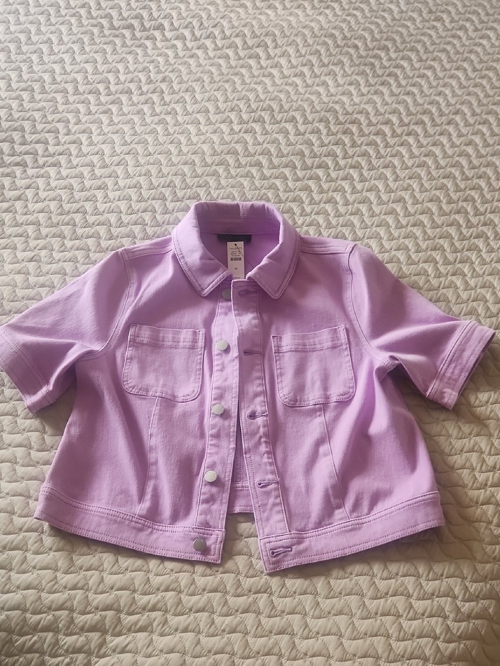 Talbots Lavender Short Sleeve Crop Jacket - Picture 2 of 9